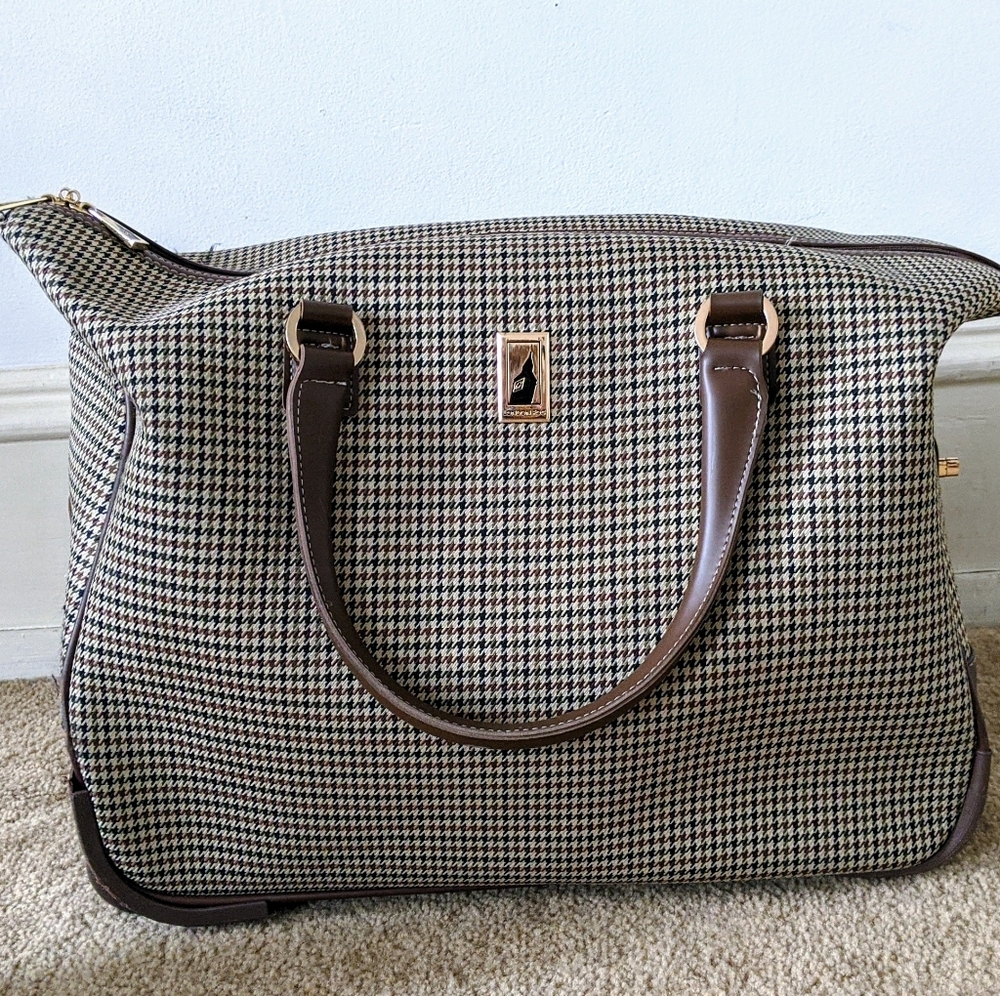 🌹Houndstooth London Fog Duffle Suitcase